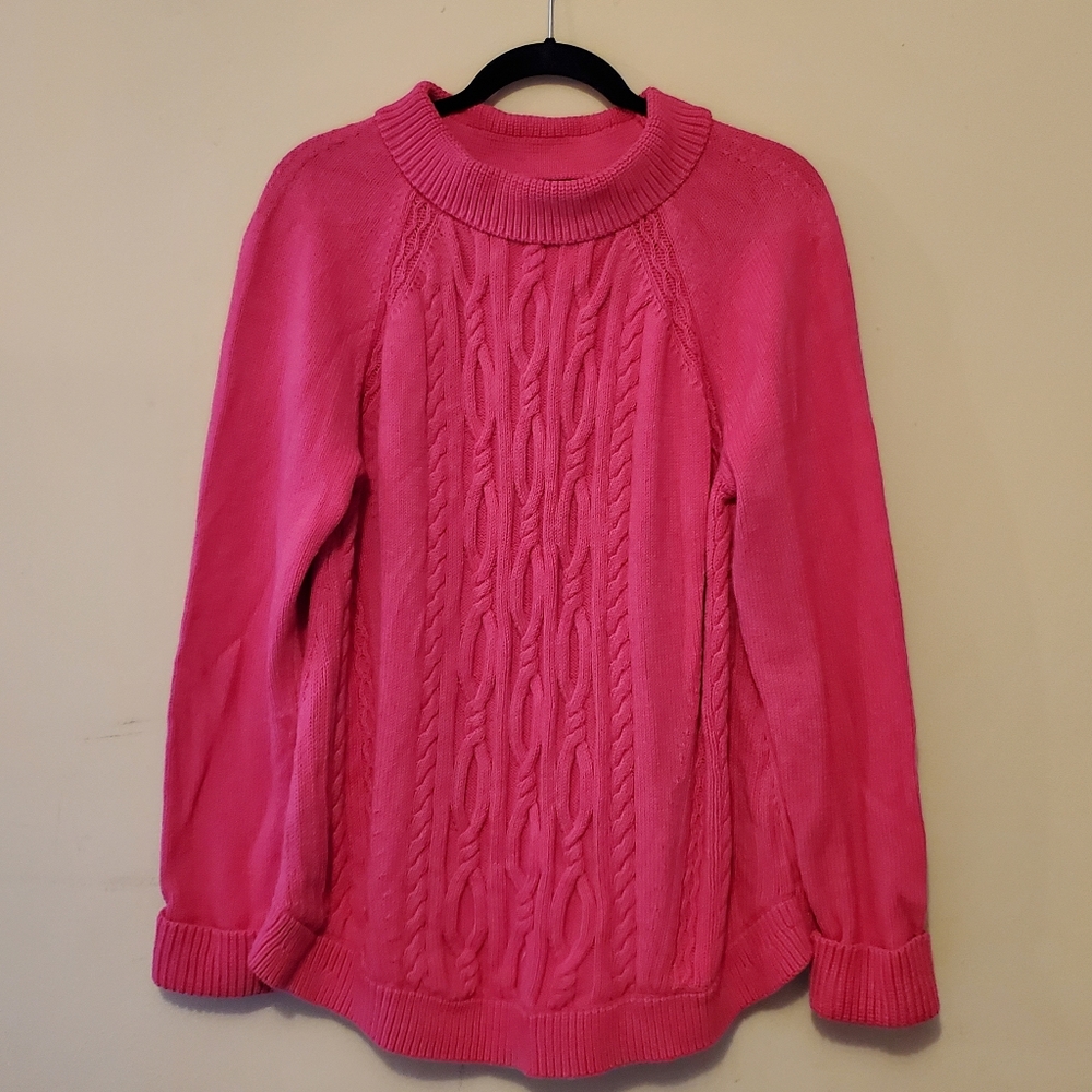 Talbots Portrait-collar Cotton cable-knit Sweater - bright pink